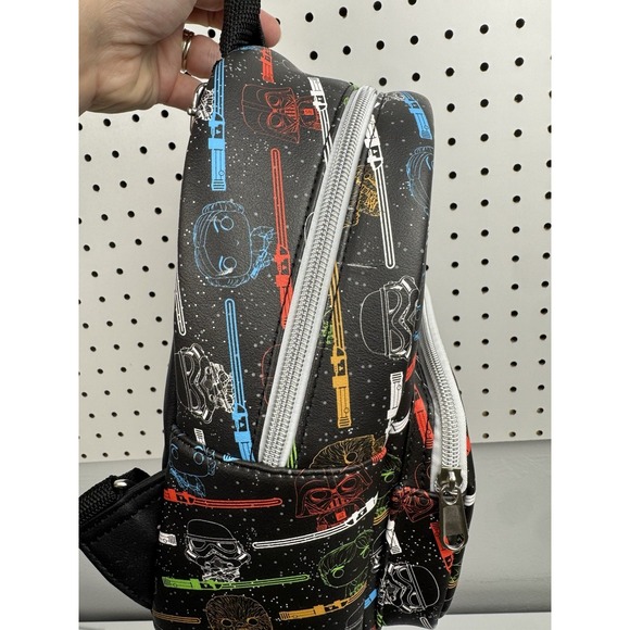 Funko Star Wars Mini‎ Backpack Neon Lightsaber Character Print Faux Leather Bag - Picture 7 of 13